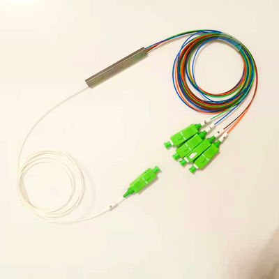 FTTH 1x4 Steel Tube Type Fiber Optic PLC Splitter With Sc / Apc Connector