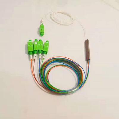 FTTH 1x4 Steel Tube Type Fiber Optic PLC Splitter With Sc / Apc Connector